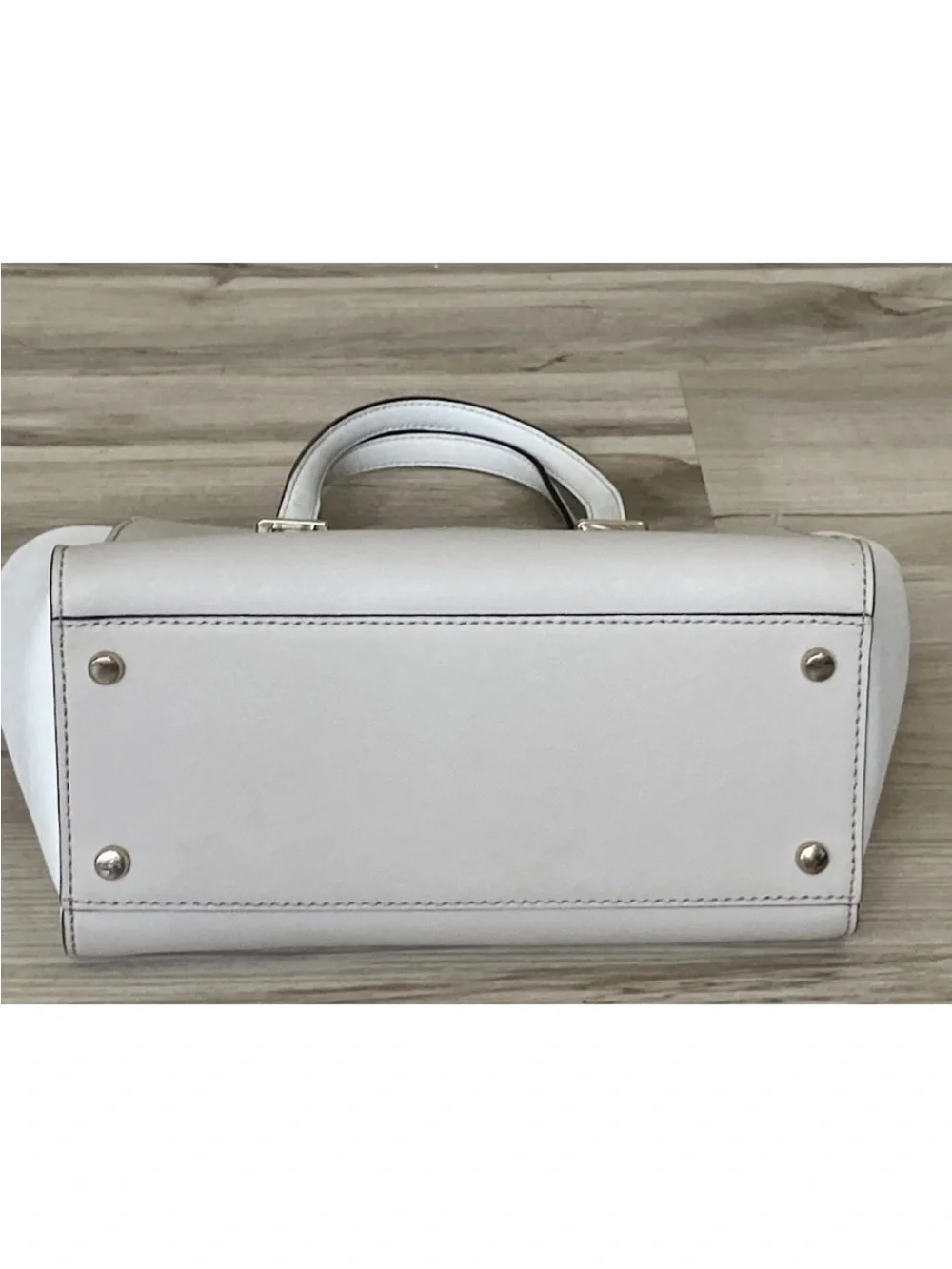 kate spade Cream and White Structured Tote with Gold Hardware